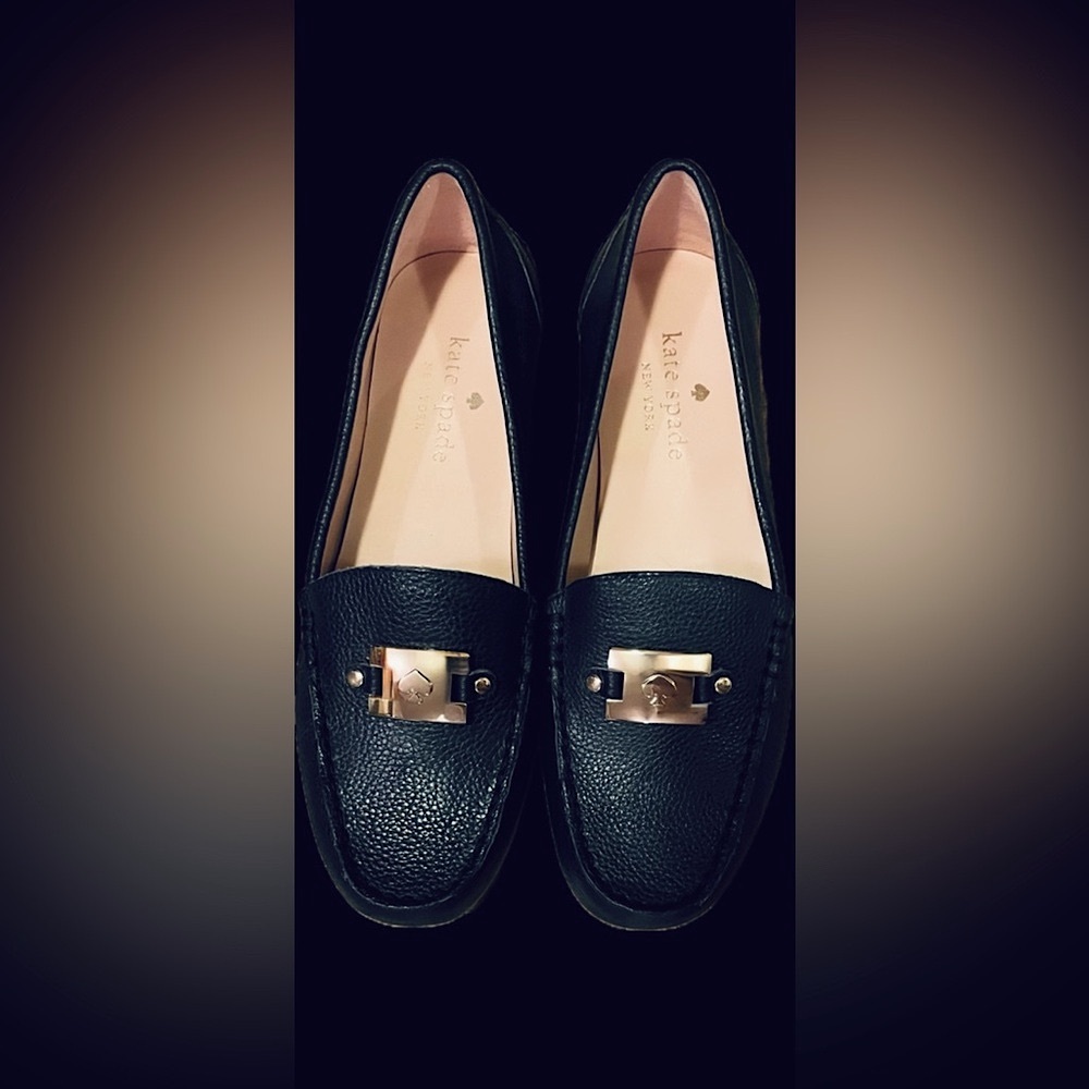 Kate Spade ♠️  Saffiano Leather Carmen Loafers W/ Gold Hardware NWT